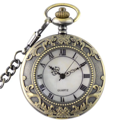 Винтажные бронзовые римские цифры стимпанк карманные часы Кварцевые ожерелье Карманные& Fob часы цепь Мужские Женские часы карманные& fob часы