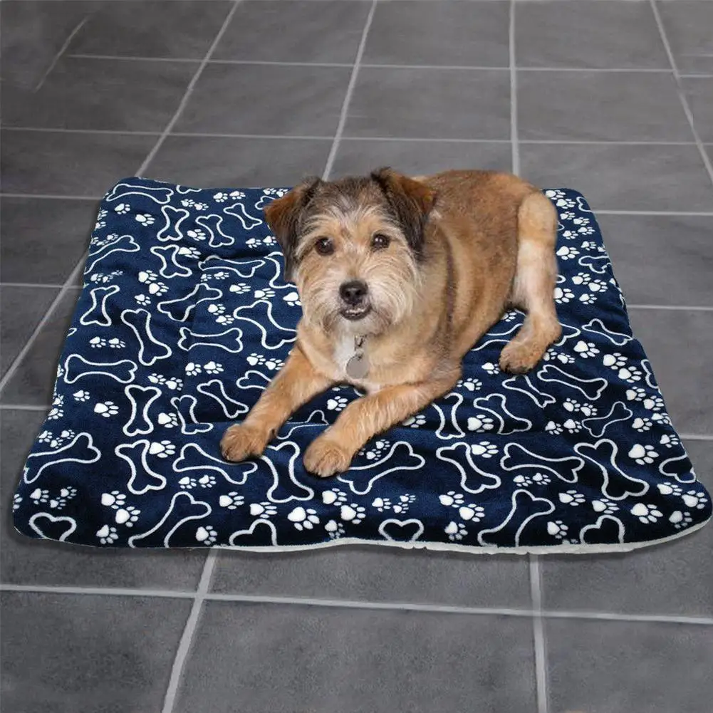 Утолщенный моющийся синий костяной узор Коврик для собак теплое одеяло для домашних животных подушка коврик сиденье для отдыха