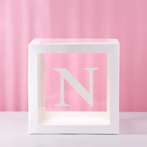 

1Pc Transparent Square Cardboard Box Balloon Box for Baby Shower Christening Birthday Party Decor AIA99