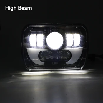 

1pc 7x6" 5X7" Black Rectangular Headlights 6000K IP67 LED Projector Headlight Hi-Lo Beam DRL For Jeep Cherokee XJ