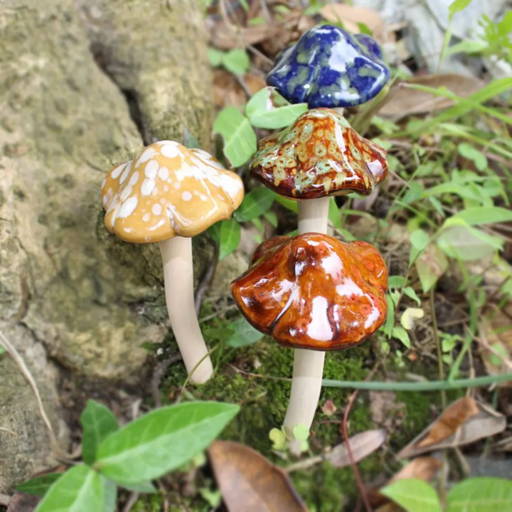 Миниатюрные грибы керамические Toadstools Изысканная эмуляция красочная Статуэтка 4 шт./компл. кукольный домик пейзаж