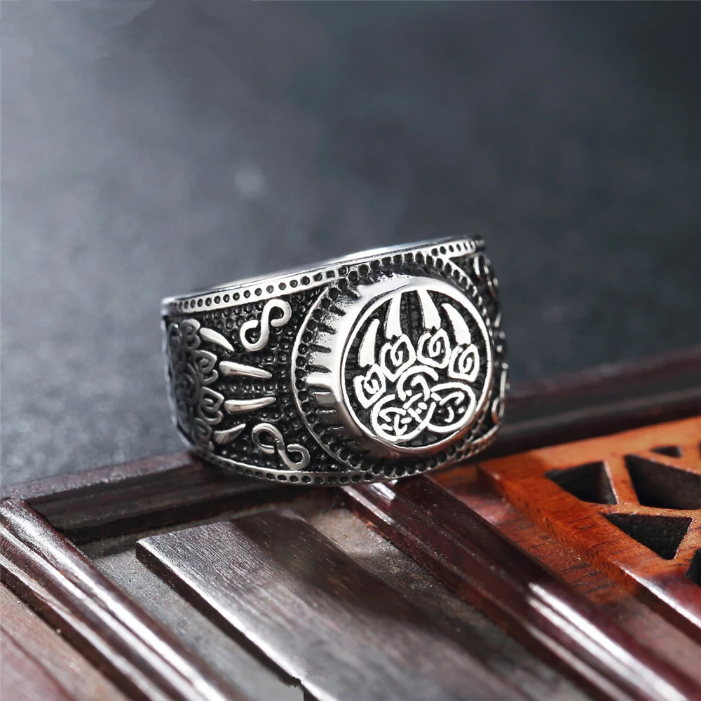 Celtics Anillo de garra de oso de acero joyería de Amuleto nórdico, Color plateado, Vikingo|Anillos| - AliExpress