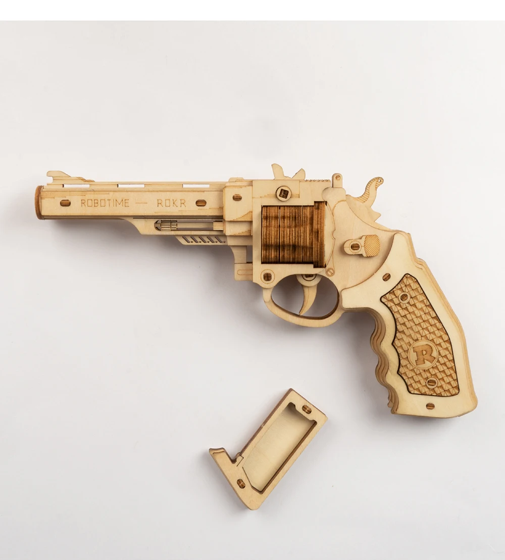 Robud 3D деревянные головоломки Резиновая лента пистолеты Защита справедливости игрушка Corsac M60 для подростков забавные игры на открытом