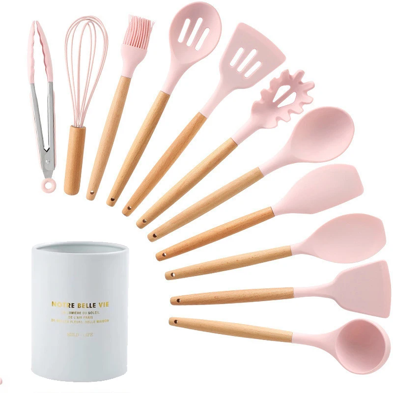 12-Pcs kitchen set 7 цветов, 12/13 предметов, кухонные наборы, силиконовая кухонная утварь, кухонная утварь, набор кухонных инструментов с лопаткой, металлическая коробка с антипригарным покрытием - Цвет: 12-Pcs kitchen set