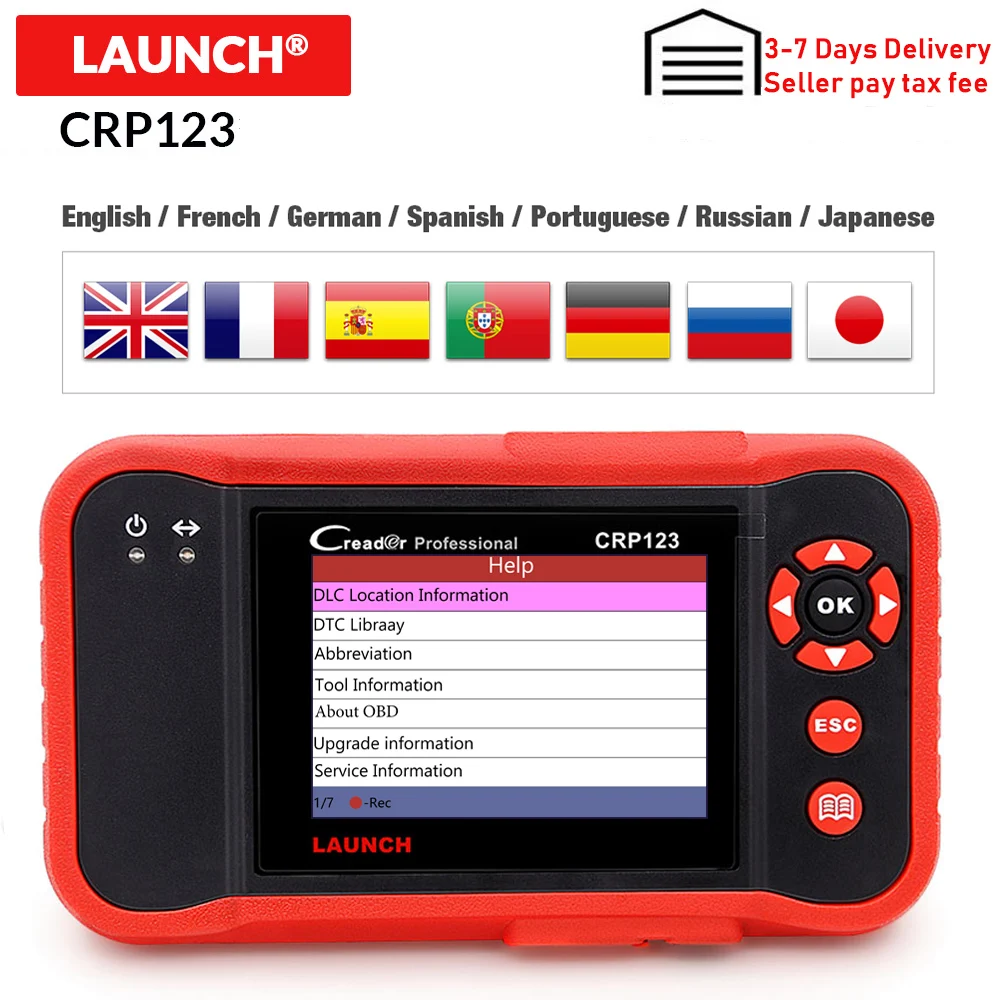 Launch X431 CRP123E OBD2 ENG ABS воздушная подушка SRS на авто диагностический инструмент Creader 123E OBDII считыватель кода EOBD сканер хорошо, чем CRP123