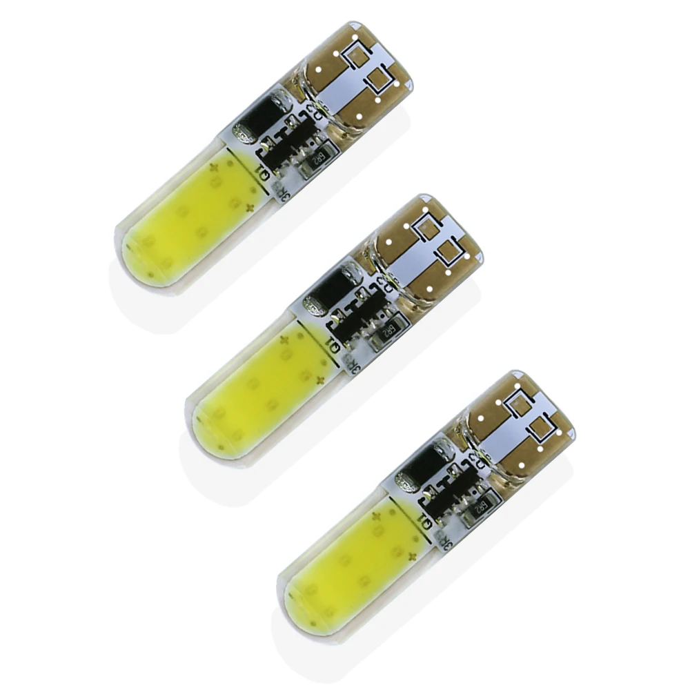100 шт. T10 12LED W5W 168 194 автомобильные лампы COB светодиодный стробоскоп силикагель Авто Подсветка салона лампа для чтения номерного знака светильник 12В оптом