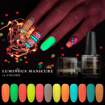 

Fluorescent Luminous Neon Nail Gel Polish Glow In The Dark Soak Off UV LED Nails Gel Varnish Lighting In Night Colorful Neon Gel