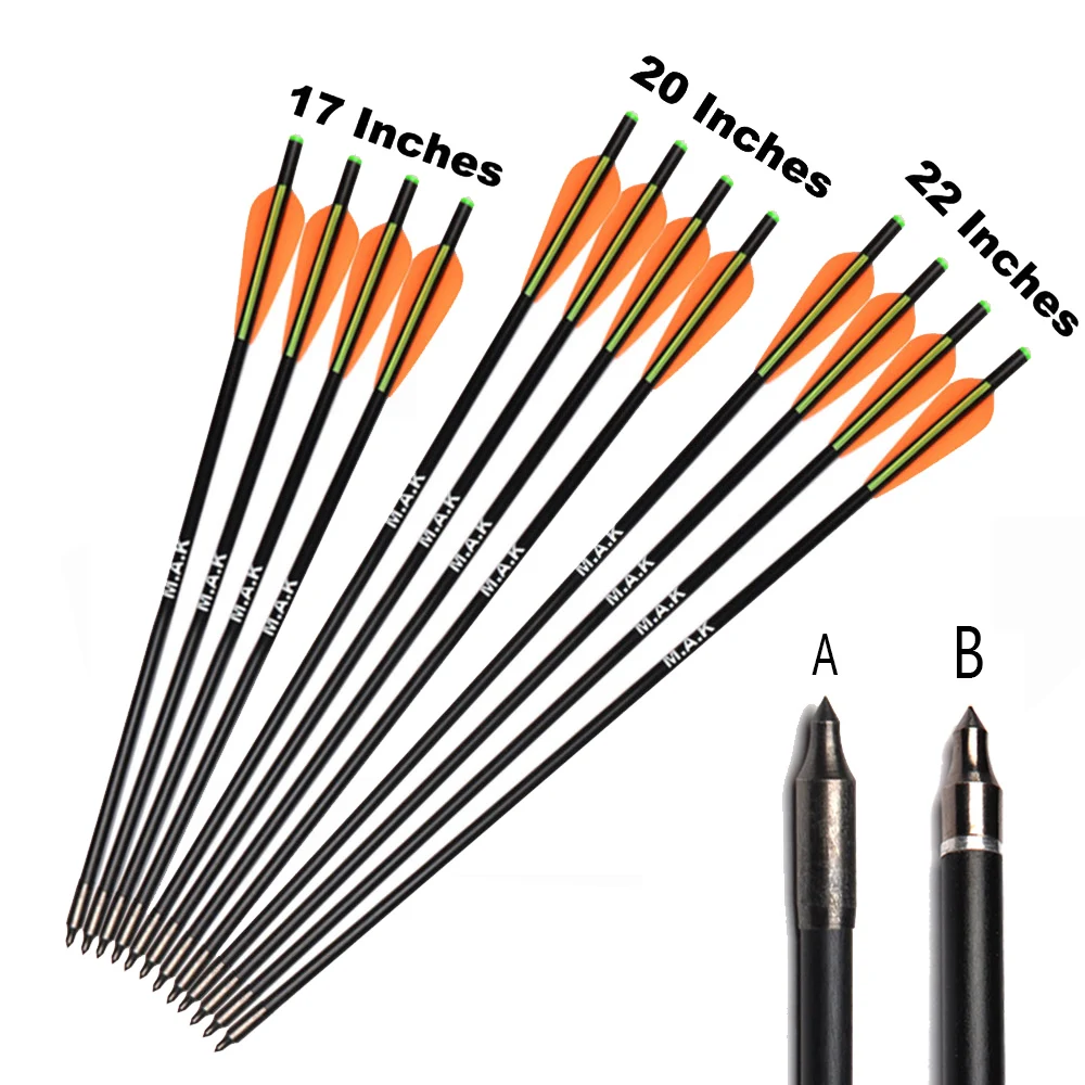 

6/12/24pcs 17/20 inch MAK Fiberglass Crossbow Arrow with Diameter 8mm Remove Tips Archery Bow Target Arrow for Hunting/Shooting