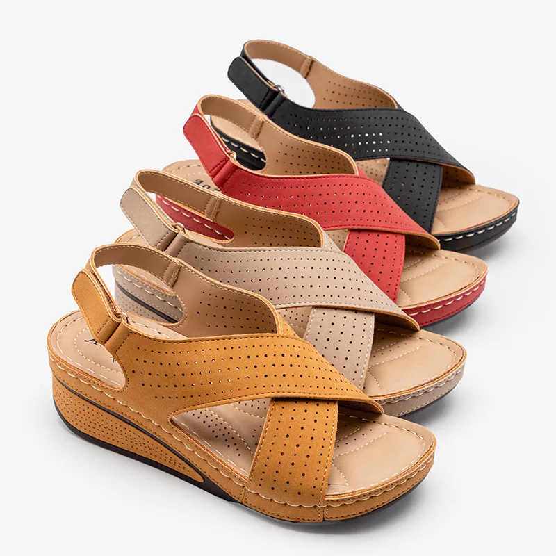 Women Sandals Summer Hollow Wedges Sandals Female Casual Plus Size 43 shoes women sandals,women wedges heels shoes