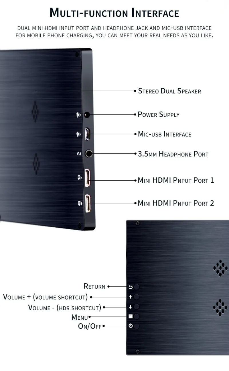 7 Inch IPS Portable HDR Rendering External Display