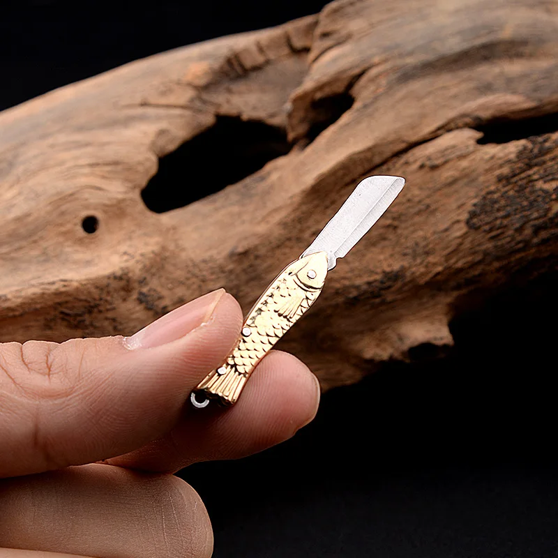 Utility Knife Paper Cutter Letter Opener Mini Folding Portable Fish Knife Office Brass Stainless Steel For Stationery
