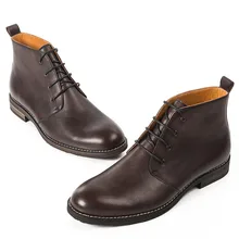 New High Casual Chelsea Boots Men Autumn And Winter Genuine Leather Mens Work Boots Shoes Fashion Lace Up Ankle Boots