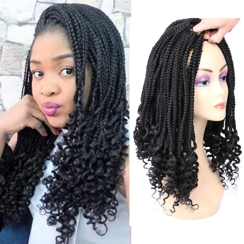 Mtmei Hair 18“ Box Braiding hair with Curly Ends Goddess Box Braids Hair Extentions Senegalese Braids Ombre Box Braiding hair