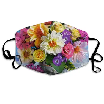 

Mouth Mask Flower Embroidery Paintings Print Masks - Breathable Adjustable Windproof Mouth-Muffle, Camping Running for Women and