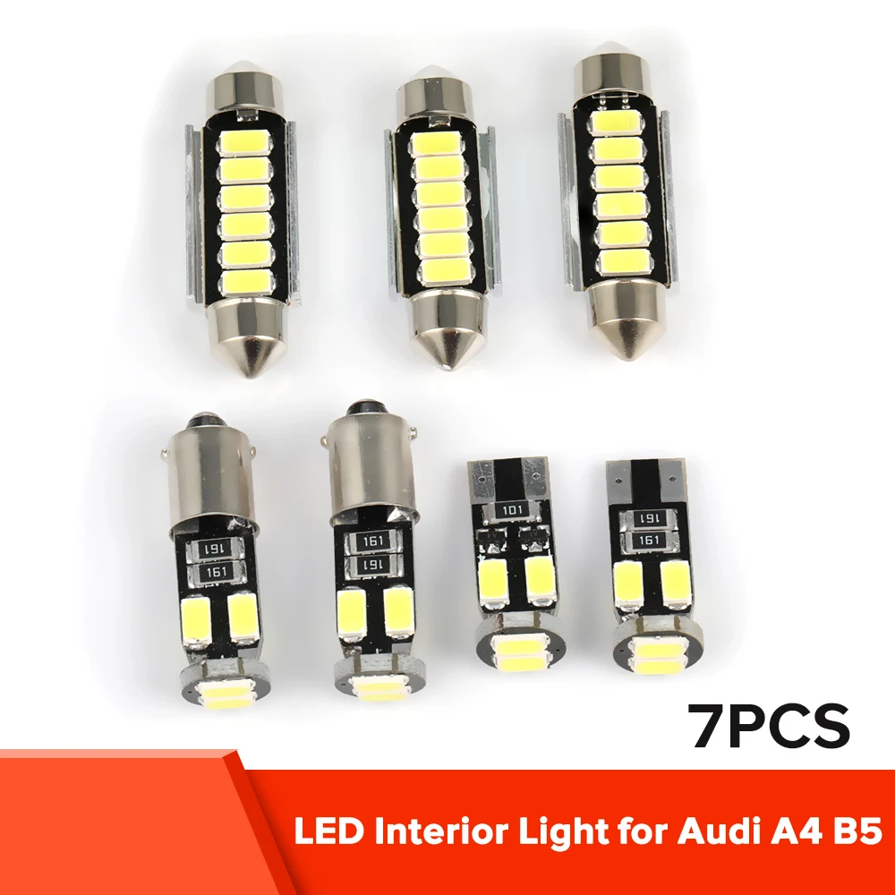 7PCS White LED SMD Car Interior Bulbs For Audi A4 B5 B6 B7 B8 License Plate Dome Map Overhead Reading Light 6500K | Автомобили и