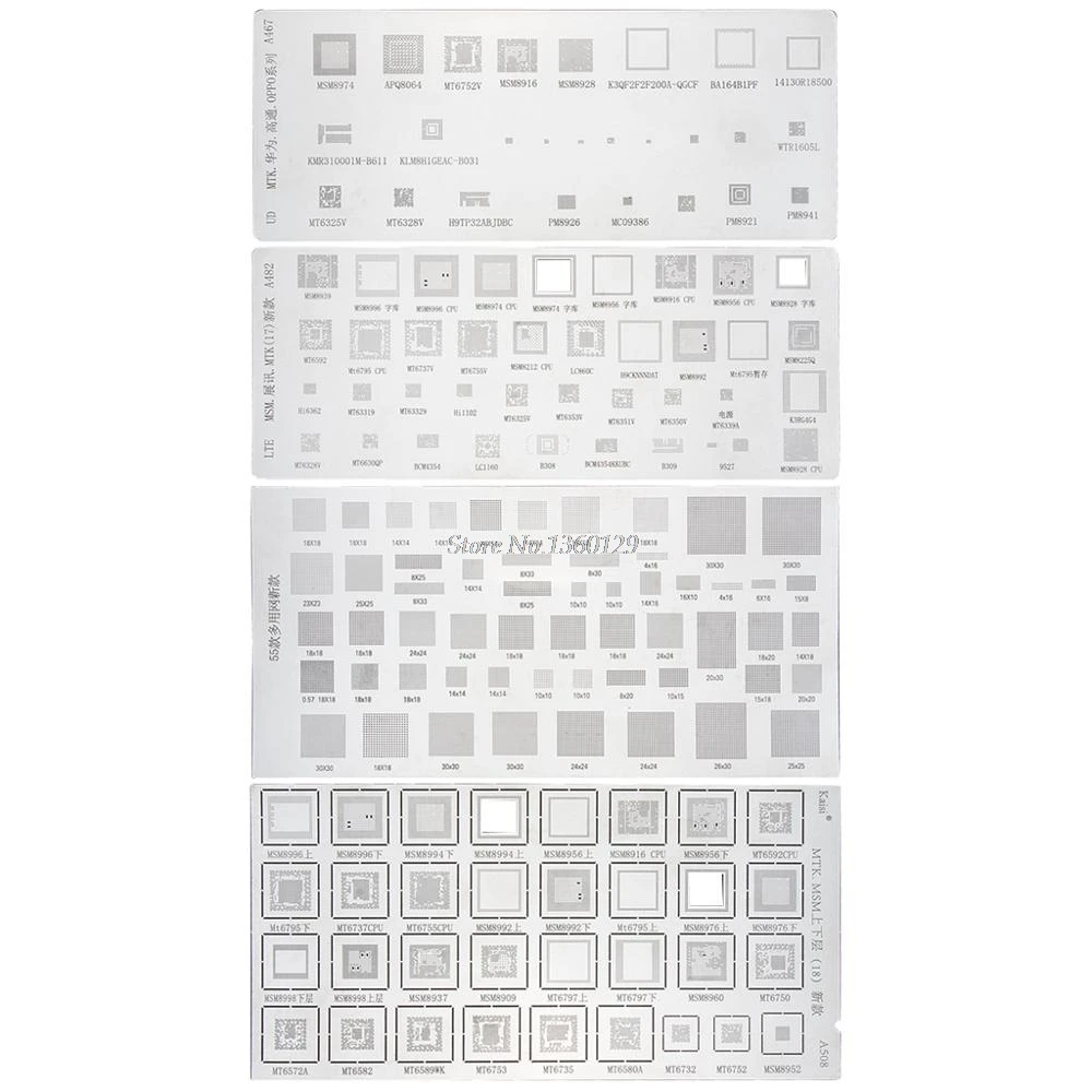 4 шт. Универсальный трафарет BGA для MTK MSM Samsung Huawei Xiaomi iPad CPU RAM PM Power IC Reball Pin прямой