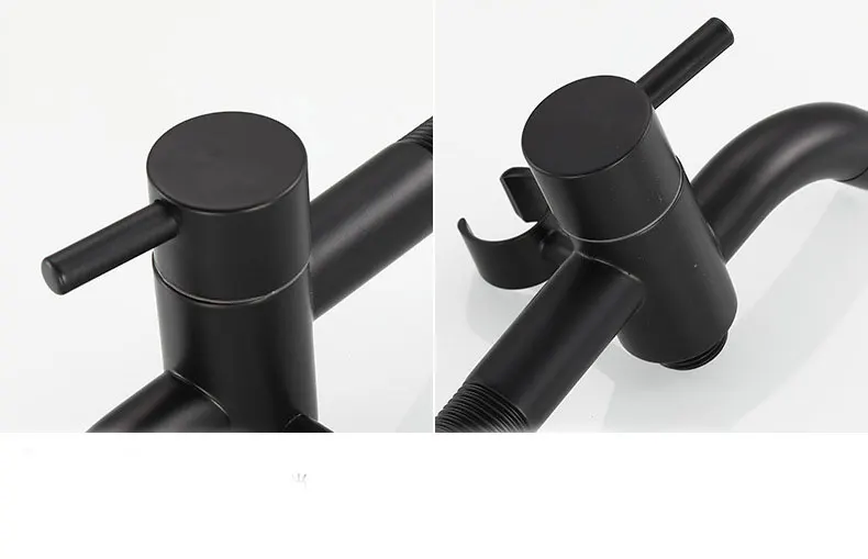 Description Picture 6 of itemBlack single cold faucet with spray gun for household balcony mop pool flush toilet faucet one in and two out SZ 1080