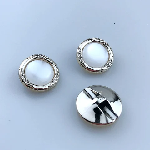 25mm 5PCS/10PCS Big Overcoat Sweater Plating Buttons  With Pearl Stone  DIY Apparel Sewing Accessories