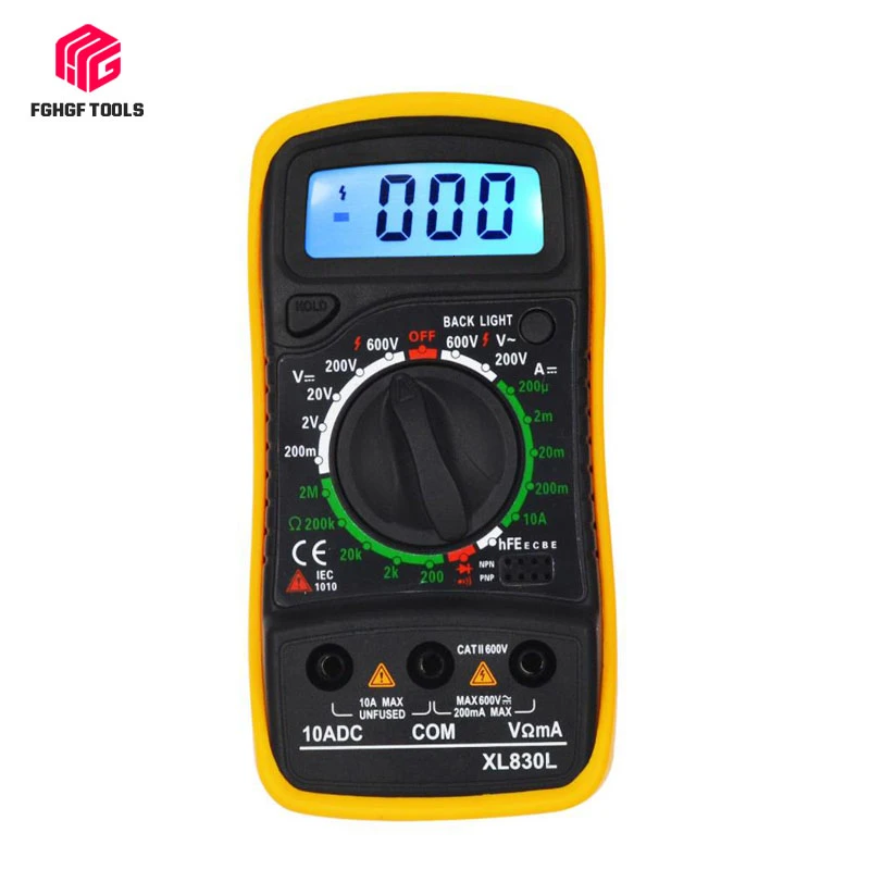 

FGHGF XL830L Portable Digital mastech Multimeter Backlight AC/DC Ammeter Voltmeter Ohm Tester Meter Handheld LCD Multimetro