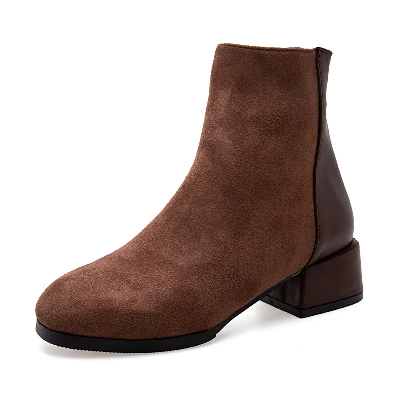 Women Zip Ankle Boots Hollow Out Female Retro Autumn Women's Casual Thick Low Heels Ladies Shoes Woman