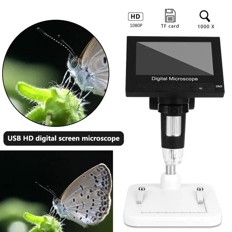 

Black Digital Microscope Screen Microscope Electron Microscope Inspection Camera Computers Real-Time Video Ear Cleaning Tool
