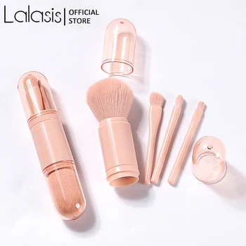 

Lalasis Makeup Brushes Sets Four In One Combination Portable Retractable Multifunctional Mini Blush Eyeshadow Loose Powder Brush