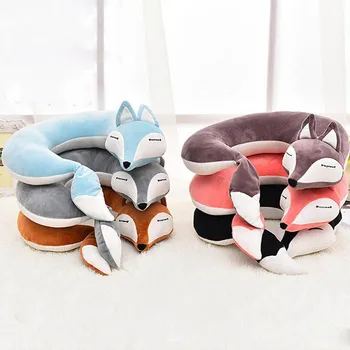 

U Shape Lovely Fox Animal Plush Neck Pillow Travel Car Home Pillow Cartoon Nap Pillow for Flight Plane Travel