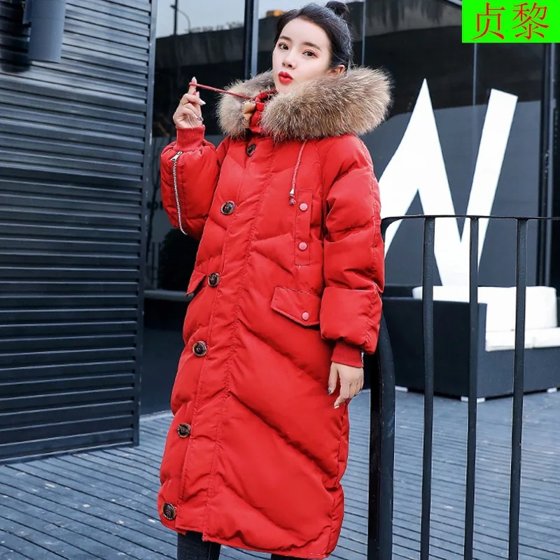 

2018 Winter New Style WOMEN'S Dress Korean-style Students Thick Warm off Season down Jacket Cotton-padded Clothes Fur Collar Cot