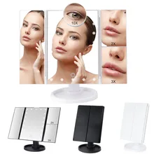 22 светодиодный светильник косметическое зеркало для макияжа 1X/2X/3X/10X гибкий сенсорный экран для женщин Регулируемый Двойной источник питания