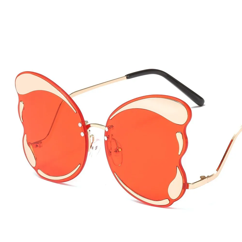 Бабочка кошачий глаз негабаритных солнцезащитных очков для женщин Роскошные брендовые дизайнерские Желтые красные Модные солнцезащитные очки для женщин трендовые тени UV400