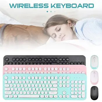 

Erilles Colorful Wireless Keyboard Mouse Comb Silent Click Mutimedia 2.4G USB Keyboard Mouse Set For Notebook Office Supplies