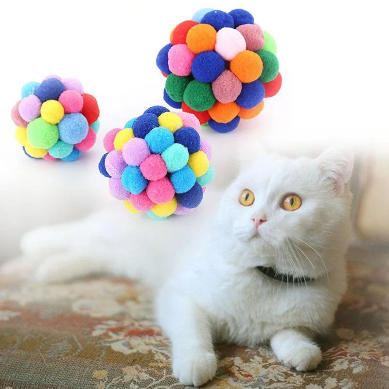 Красочный Кот котенок питомец игровые мячи с колокольчиком колокольчик погоня погремушка игрушка кошка игрушки
