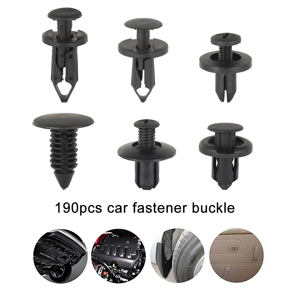 

190Pcs Universal Auto Fastener Clips Plastic Fastener Rivet Clips 6 Sizes Car Push Pin Rivet Trim Clips Fastener Clips