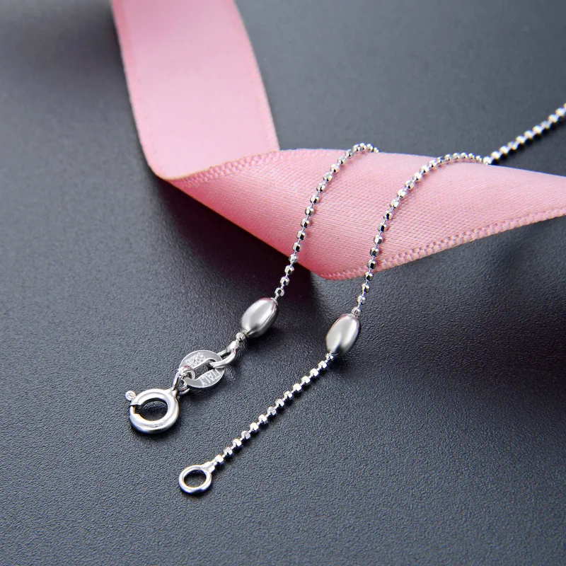 

Korean-style Simple S925 Sterling Silver Necklace Women's 1.0 Flash Beads 3.0 Light Body Olive Choker Jewelry