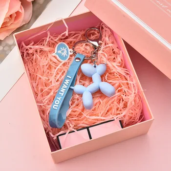 

2020 New Fashion Cute Balloon Dog Key Chain Fashion Cotton Cartoon PU Creative Keychains Car Bag Phone Pendant Key Ring Gift