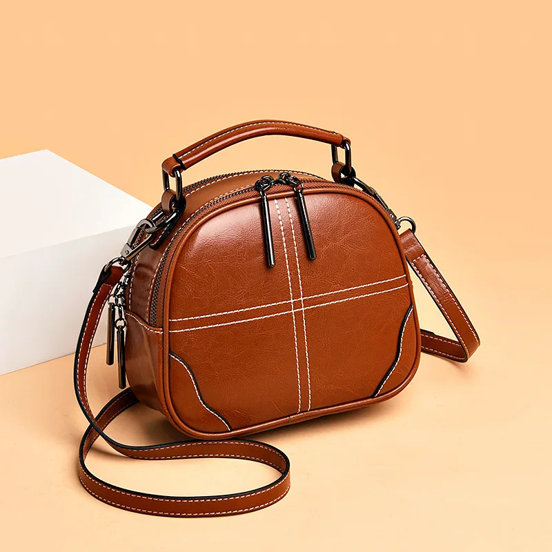 

2019 New Style Shoulder Bag WOMEN'S Leather Bags Full-grain Leather Mini Messenger Bag Women's Korean-style-Style Fashion