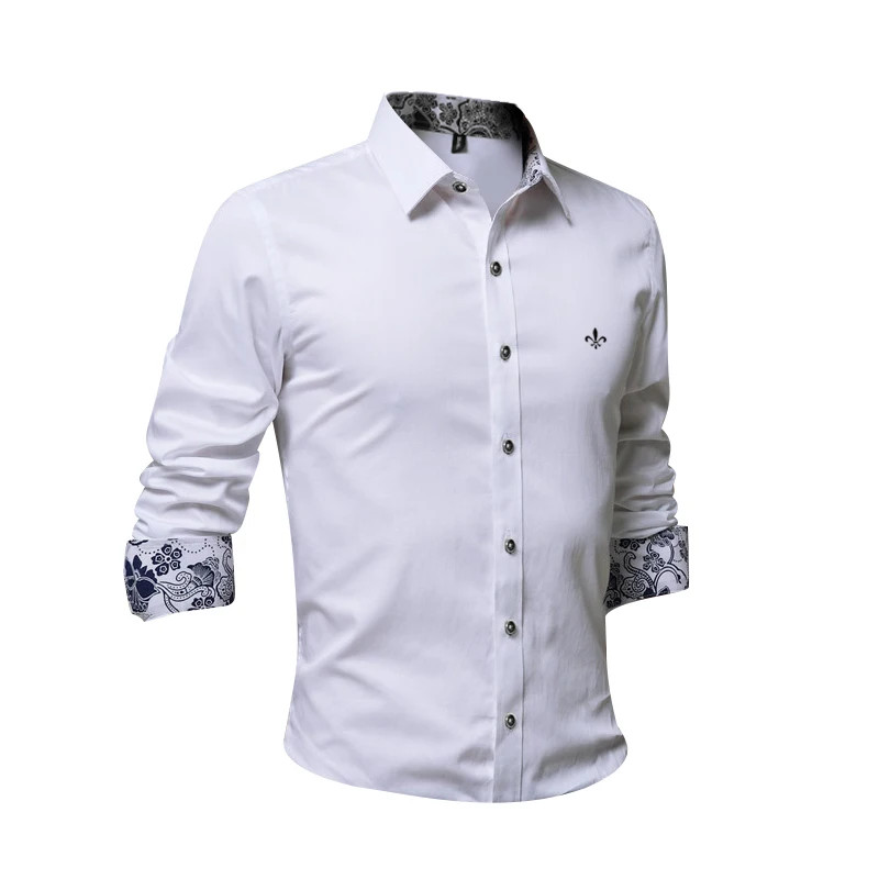 Мода Blusa Camisa Social Masculina Dudalina рубашка с длинным рукавом Slim Fit Мужская одежда с цветочным принтом пуловер мужской белый с принтом