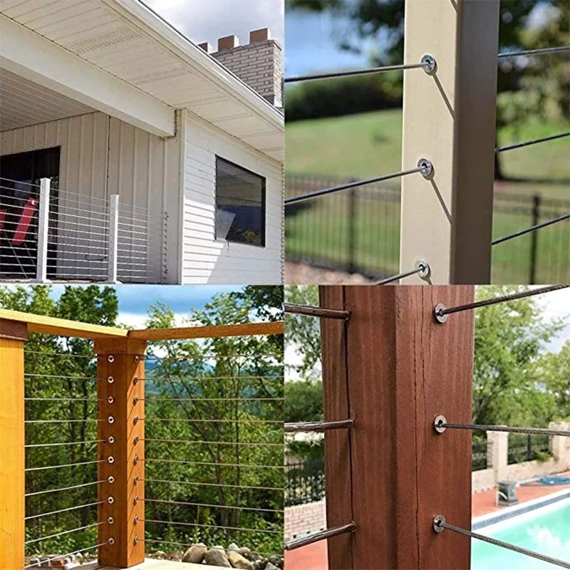 65Pack Stainless Steel Protector Sleeves for 1/8 5/32 or 3/16 Inch Cable Railing with a Drill Bit