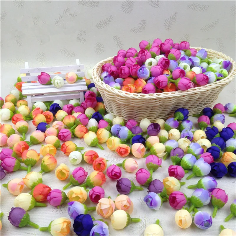 GrainBuds 100 Mini Blue Silk Rose Heads - 1.9 Inch Artificial Flowers For Crafts & Decor - View #6