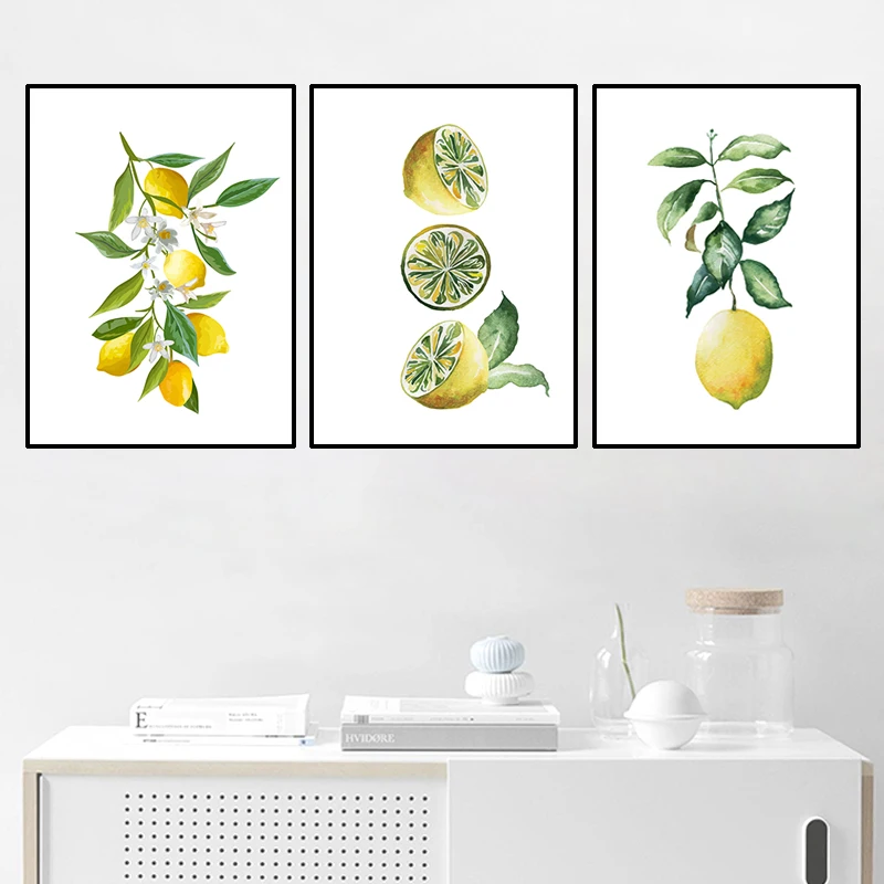 

yellow lemon canvas painting summer fruit picture poster wall decor fruit shop wall art canvas painting