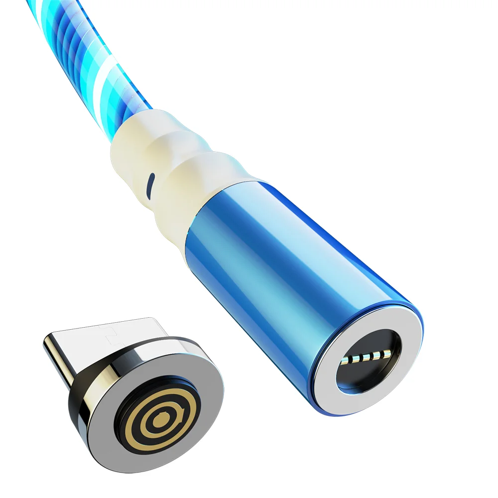 Высокое качество потока светящееся освещение Магнитный USB кабель для iPhone XR X 7 8 Micro type C зарядное устройство Быстрая зарядка Магнитный заряд