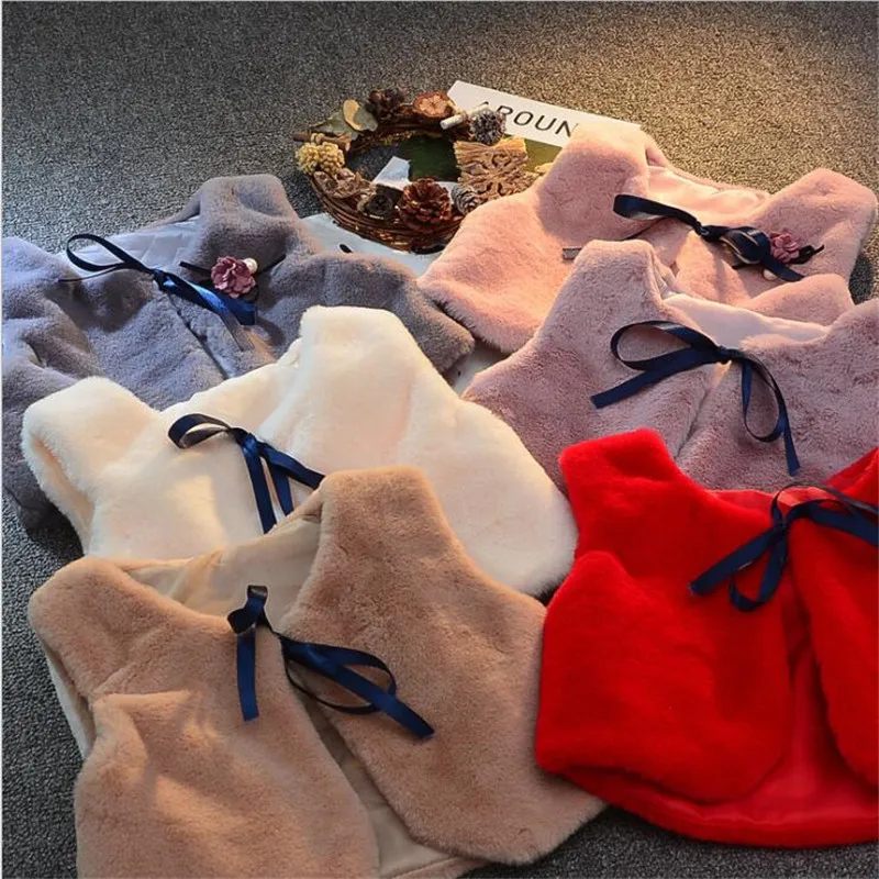 Girls Fur Hair Rabbit Clothes Vest Children for New Baby Autumn Kids Outerwear Vests Waistcoat Jackets