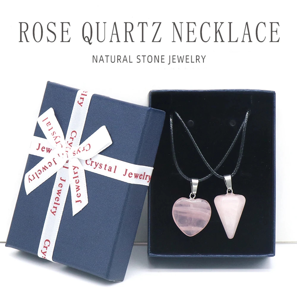 Natural Stone Necklace Suits Rose Quartz For Diy Jewelry Making Home Decoration Christmas Gift