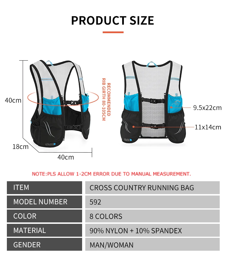 INOXTO 2021 New 2.5L Lightweight Running Backpack Hydration Vest Suitable for Bicycle Marathon Hiking Ultra-light and Portable