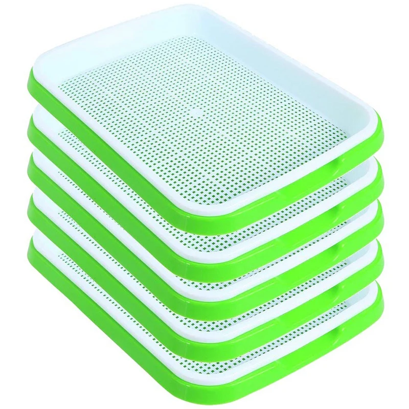 

Seed Sprouter Tray 5 Pack, BPa Free Nursery Tray Seed Germination Tray Healthy Wheatgrass Seeds Grower & Storage Trays for Garde