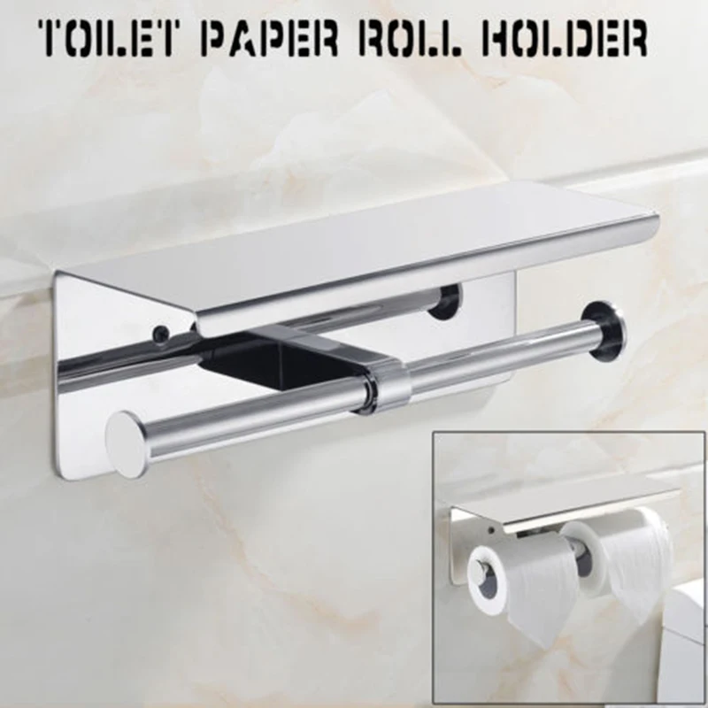 

Over Tank Toilet Paper Holder Mounted Bathroom Double Tissue Roll Storage Rack High Quality Goods