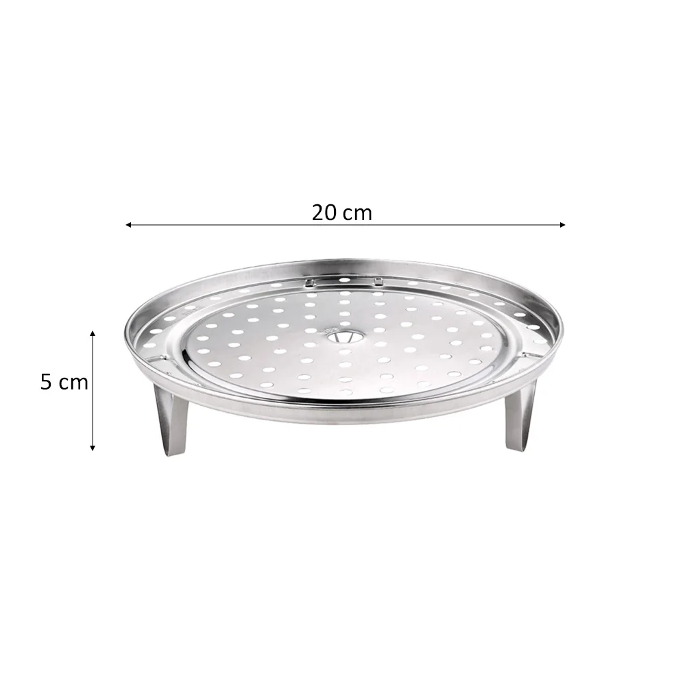 Stainless Steel Round Steamer Rack Plate Three-legged Steaming Stand for Home Kitchen Cooking