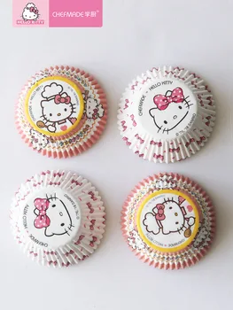 

100pcs Hello Kitty High Temperature Resistant Muffin Greaseproof Paper Cup Cake Tray Mold Baking Mats Liners Papercup Packaging