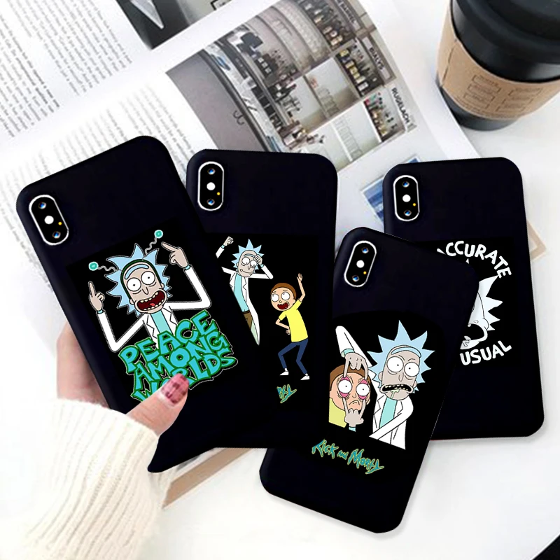 

Silicone Soft Shell Phone Case for iPhone 11 11Pro Max 6 6s 7 8 Plus X XS Max XR Interesting Cartoon Rick Morty Phone Back Cover