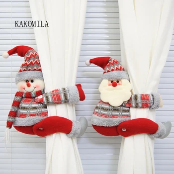 

2PCS Christmas Curtain Buckle Xmas Santa Claus Tiebacks Tie Backs Buckle Clips Holdbacks Cartoon Pattern Curtain Decoration